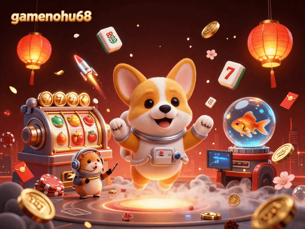 Experience fun at gamenohu68 with a lively 3D casino scene full of games!