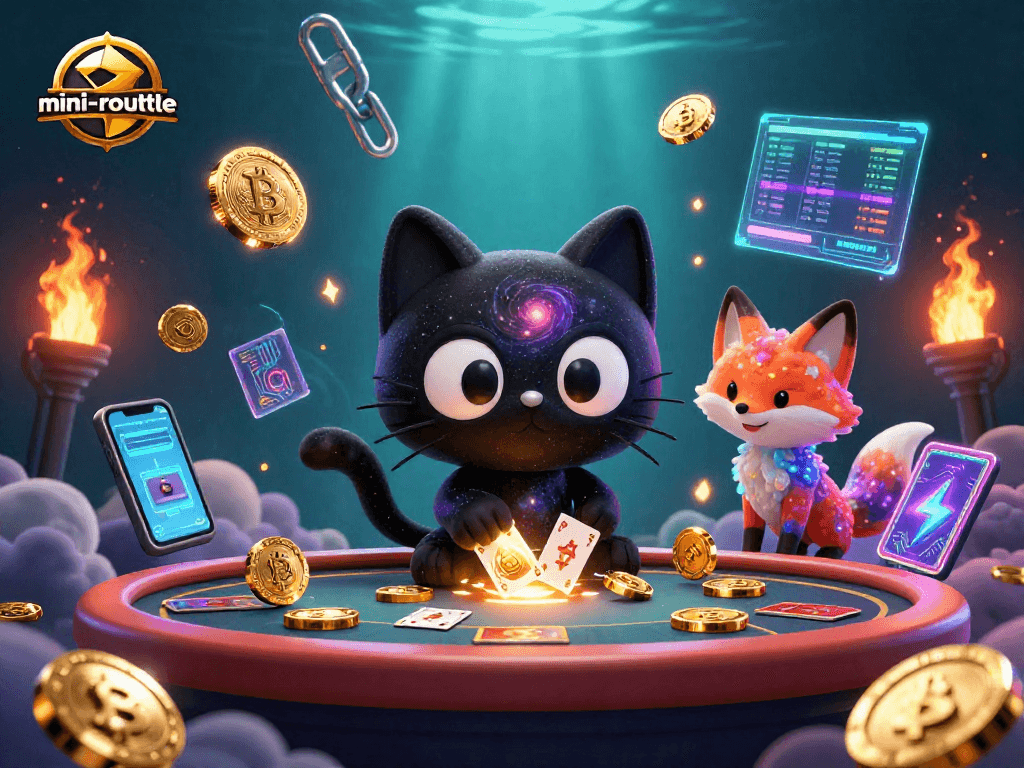 Play mini-roulette at a cosmic table, enjoying vibrant casino elements with dynamic graphics.
