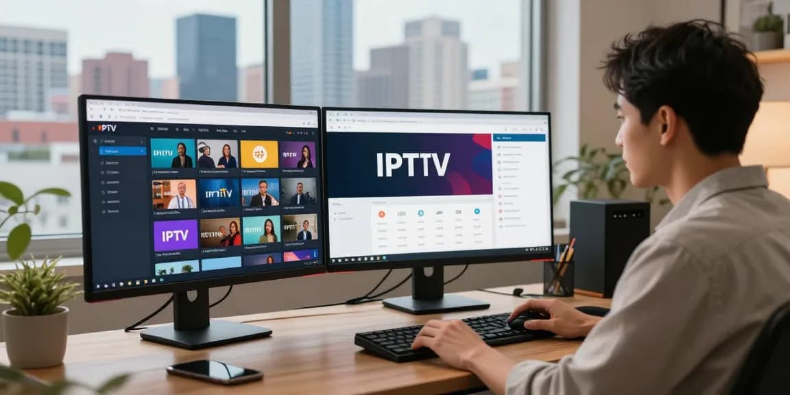 IPTV reseller in a professional home office, providing trusted local services.