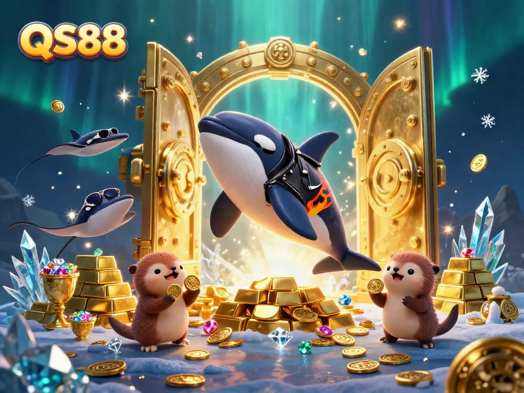 Engage in epic gaming with QS88 at this vibrant underwater casino scene.
