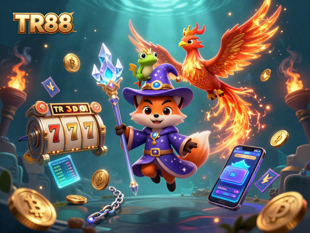 Win big on TR88 with 3D animated casino wizard and vibrant jackpot symbols!