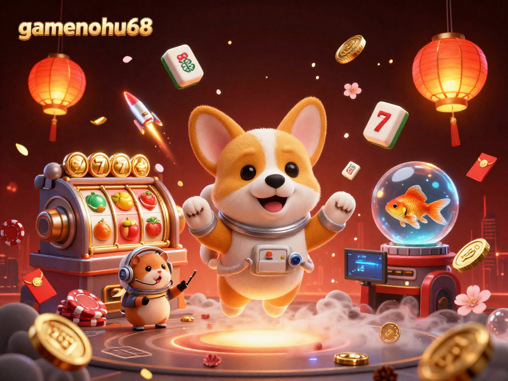 Experience fun at gamenohu68 with a lively 3D casino scene full of games!