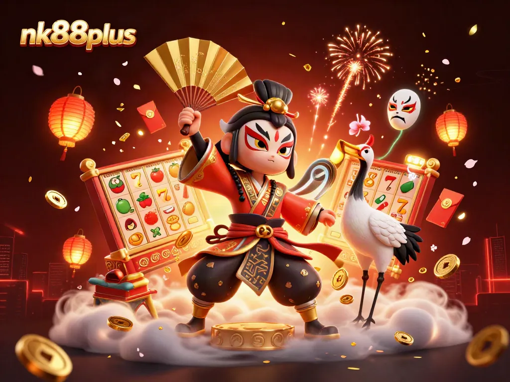 Engaging with the vibrant world of nk88plus through an animated casino scene filled with game elements.