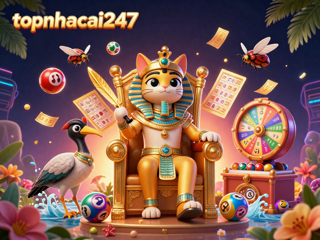 Experience thrilling gameplay at topnhacai247 with our vibrant lottery-themed illustration featuring dynamic game elements.