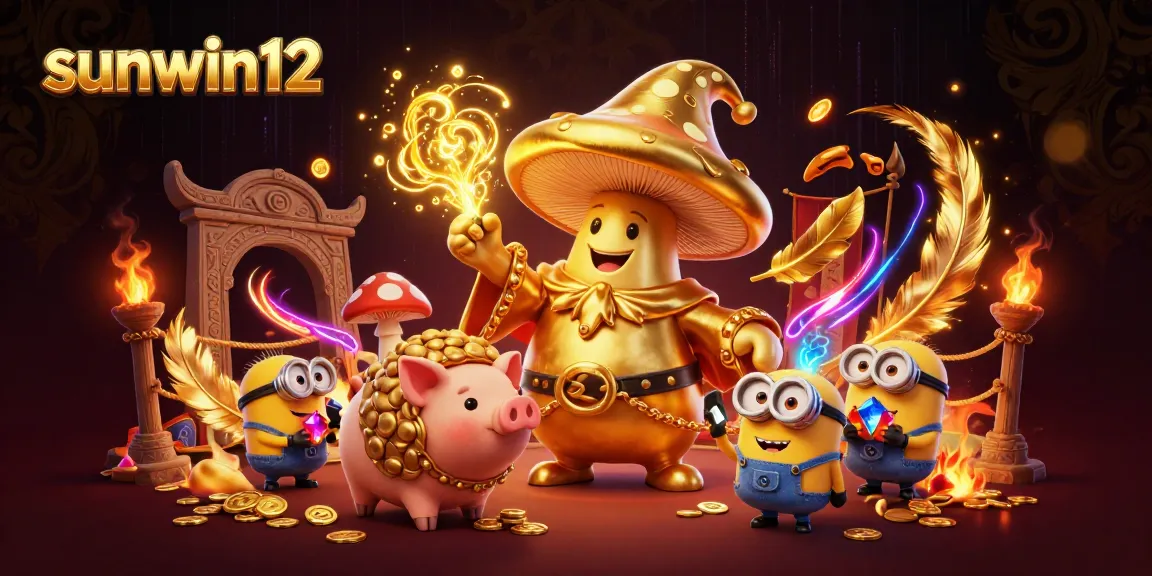 Experience treasure magic with the sunwin12 online casino, featuring gold and vibrant whimsical characters.