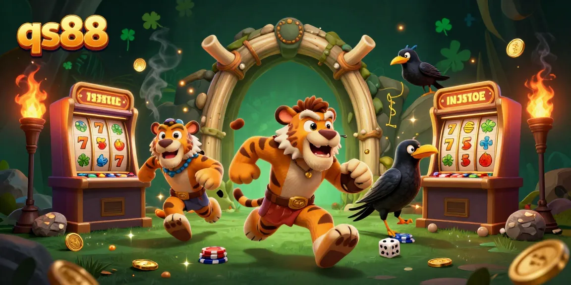 Engage with qs88's thrilling online casino action featuring vibrant 3D characters and lucky symbols.