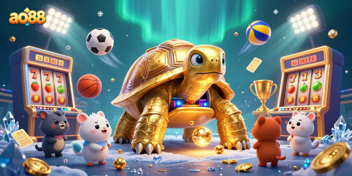 Experience the thrill of winning at ao88 with a vibrant, dynamic casino scene featuring animated characters and gambling elements.