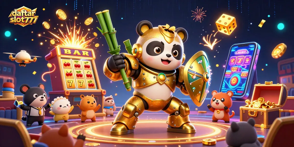 Engage with daftar slot777 through 3D animated golden panda slot game action.
