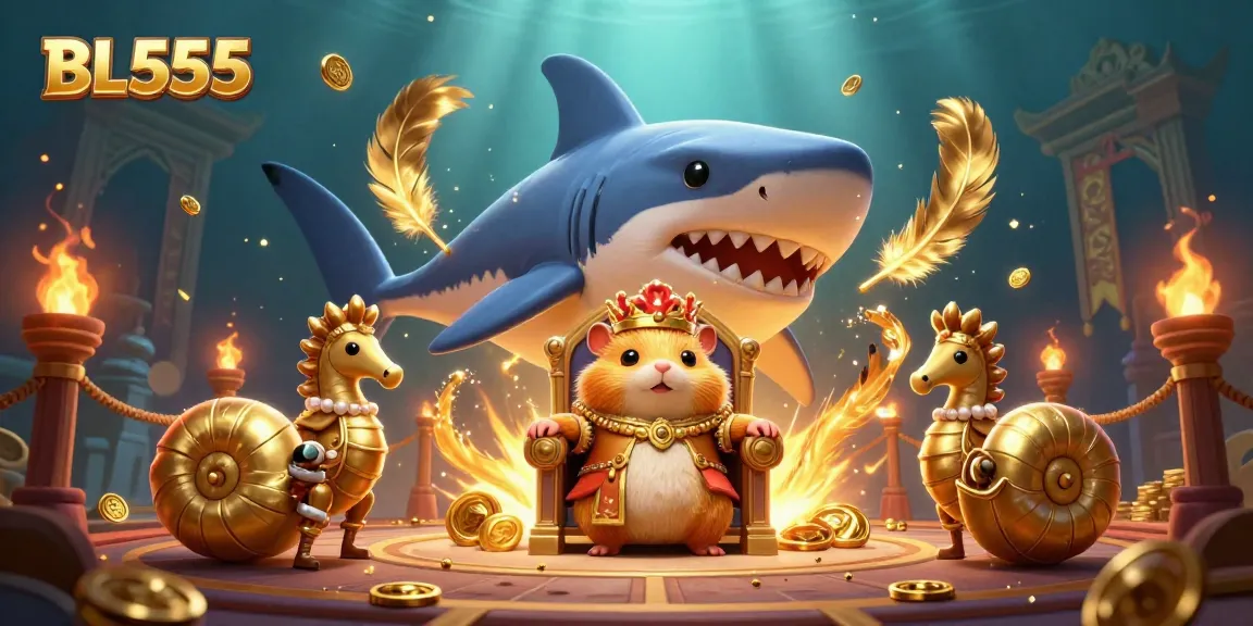 Engage in excitement at BL555 with the golden hamster king amidst gambling thrills.