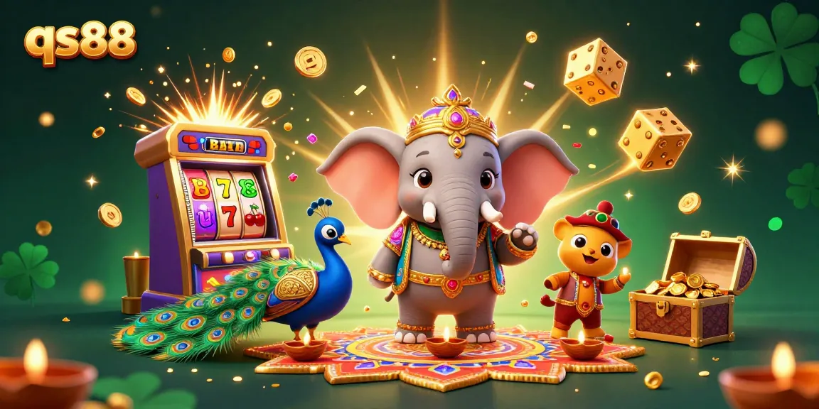 Experience winning with qs88 in this vibrant 3D casino scene filled with excitement and rich rewards.