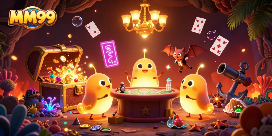 Illuminate your gameplay experience with MM99's lively casino scene featuring glowworms and a bat dealer.