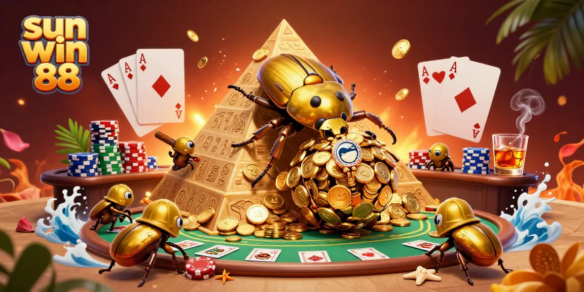 Experience thrilling casino action with sun win 88 featuring vibrant gold coins and poker symbols