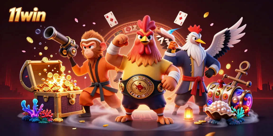 Engaging scene showcasing 11win through vibrant characters and casino-themed elements, emphasizing excitement and fun.